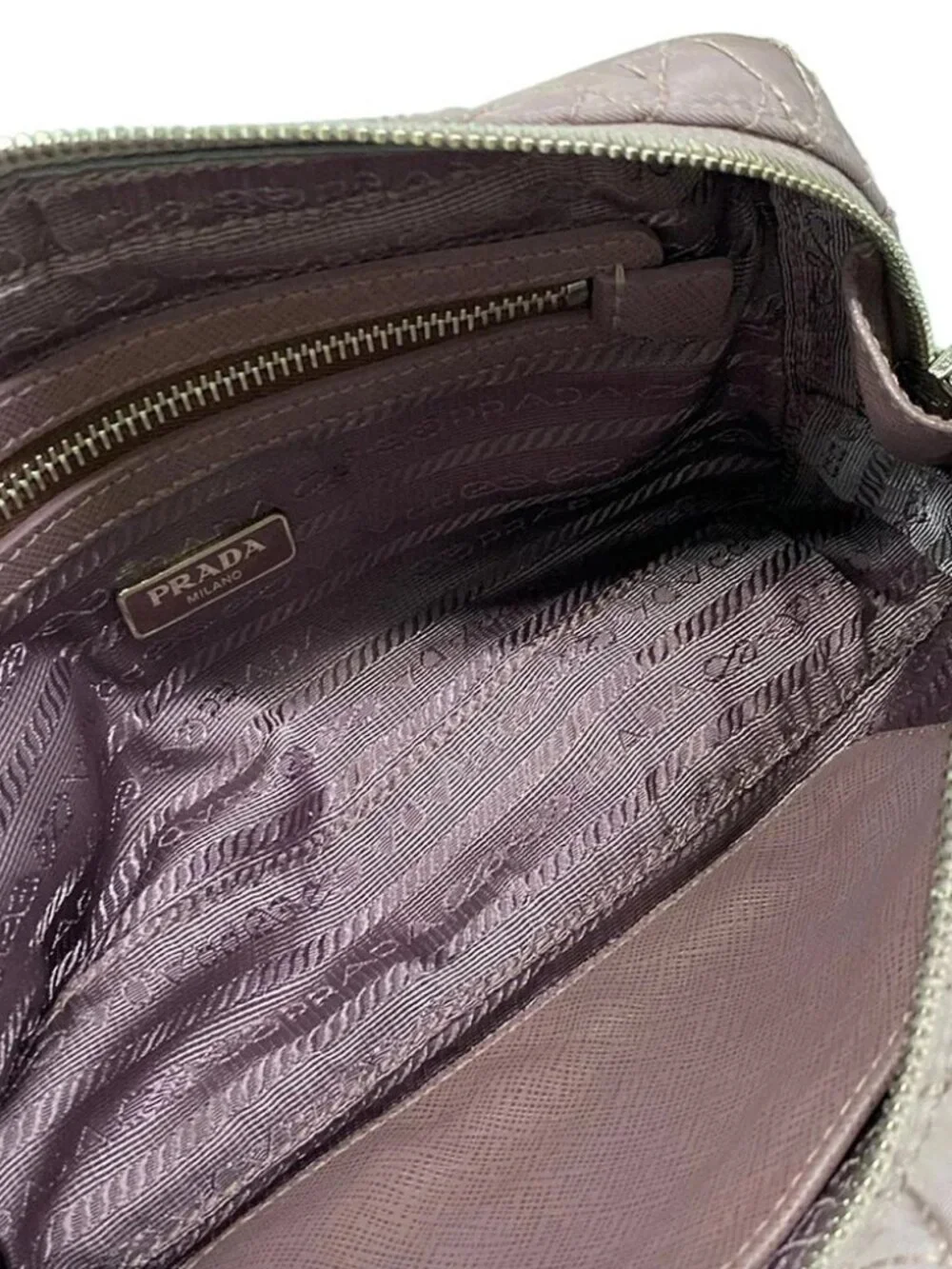 PRADA Light Purple Purple Nylon Leather Handbag